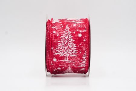 Red - Sheer Christmas Tree & Winter Landscape Wired Ribbon_KF9771GC-7-7