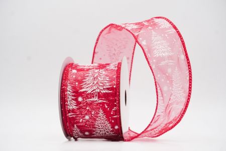 Red - Sheer Christmas Tree & Winter Landscape Wired Ribbon_KF9771GC-7-7