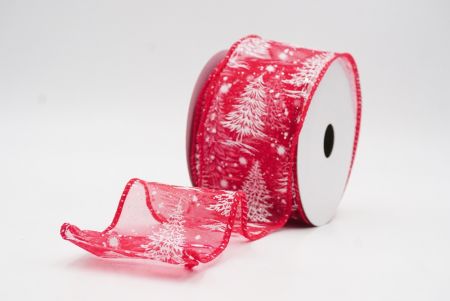 Red - Sheer Christmas Tree & Winter Landscape Wired Ribbon_KF9771GC-7-7