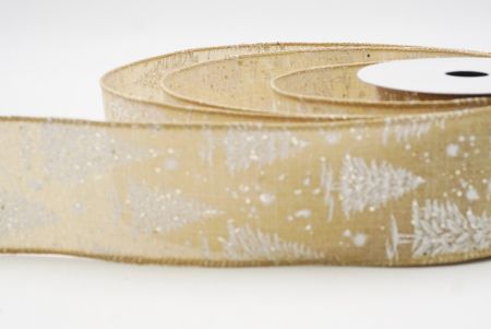 Lt. Brown - Burlap Christmas Tree & Winter Landscape Wired Ribbon_KF9772GC-13-183