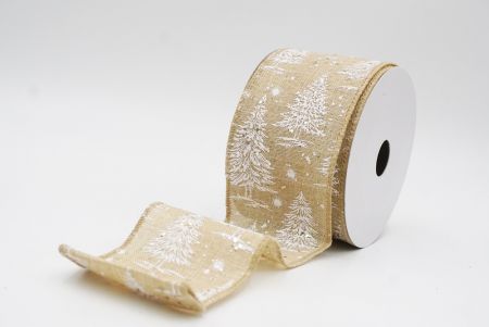 Lt. Brown - Burlap Christmas Tree & Winter Landscape Wired Ribbon_KF9772GC-13-183