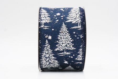 Blue - Burlap Christmas Tree & Winter Landscape Wired Ribbon_KF9772GC-4-4