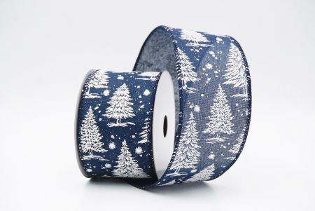 Blue - Burlap Christmas Tree & Winter Landscape Wired Ribbon_KF9772GC-4-4