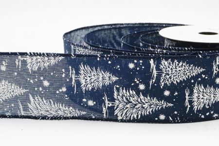 Blue - Burlap Christmas Tree & Winter Landscape Wired Ribbon_KF9772GC-4-4