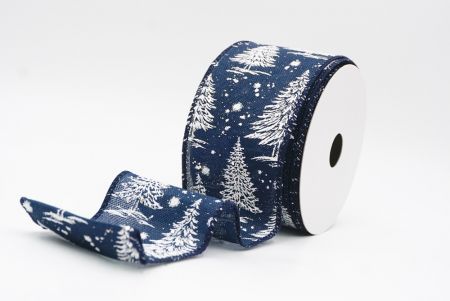 Blue - Burlap Christmas Tree & Winter Landscape Wired Ribbon_KF9772GC-4-4