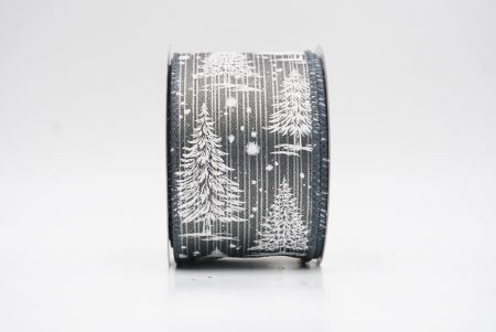 Gray - Burlap Christmas Tree & Winter Landscape Wired Ribbon_KF9773GC-50-123
