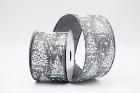 Gray - Burlap Christmas Tree & Winter Landscape Wired Ribbon_KF9773GC-50-123