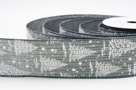 Gray - Burlap Christmas Tree & Winter Landscape Wired Ribbon_KF9773GC-50-123