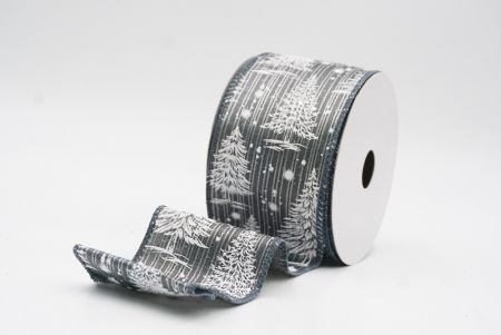 Gray - Burlap Christmas Tree & Winter Landscape Wired Ribbon_KF9773GC-50-123