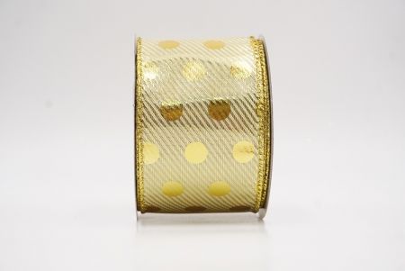 Lt. Brown Gold Polka Dots Holiday Wired Ribbon_KF9775G-13