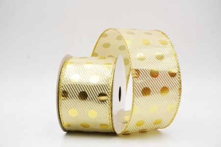 Lt. Brown Gold Polka Dots Holiday Wired Ribbon_KF9775G-13