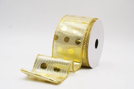 Lt. Brown Gold Polka Dots Holiday Wired Ribbon_KF9775G-13