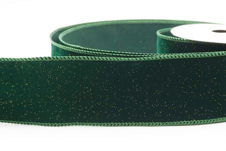 Green Sparkling Solid Color Glitter Wired Ribbon_KF9785GC-3-127