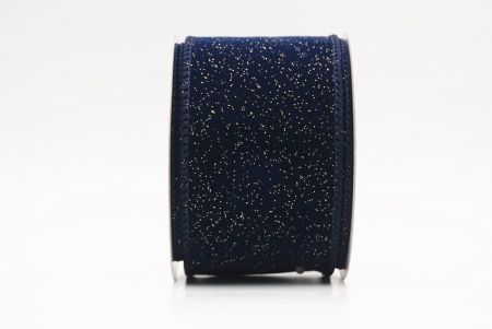 Blue Sparkling Solid Color Glitter Wired Ribbon_KF9785GC-4-4