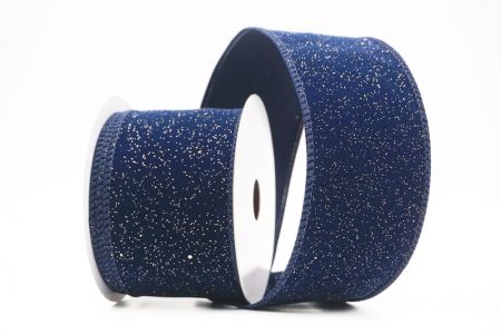 Blue Sparkling Solid Color Glitter Wired Ribbon_KF9785GC-4-4
