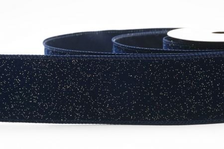 Blue Sparkling Solid Color Glitter Wired Ribbon_KF9785GC-4-4