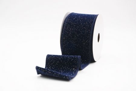Blue Sparkling Solid Color Glitter Wired Ribbon_KF9785GC-4-4