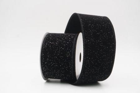 Black Sparkling Solid Color Glitter Wired Ribbon_KF9785GC-53-53