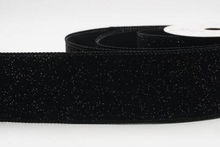 Black Sparkling Solid Color Glitter Wired Ribbon_KF9785GC-53-53