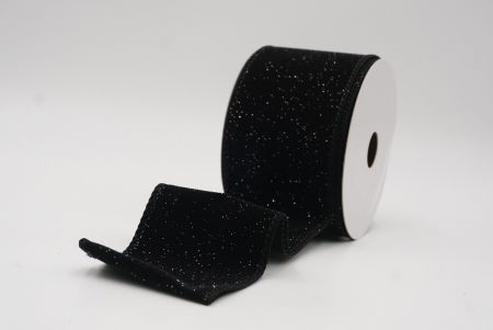 Black Sparkling Solid Color Glitter Wired Ribbon_KF9785GC-53-53