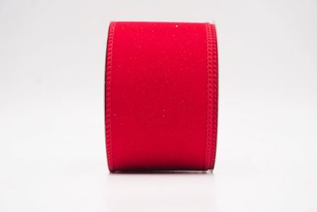 Red Sparkling Solid Color Glitter Wired Ribbon_KF9785GC-7-7