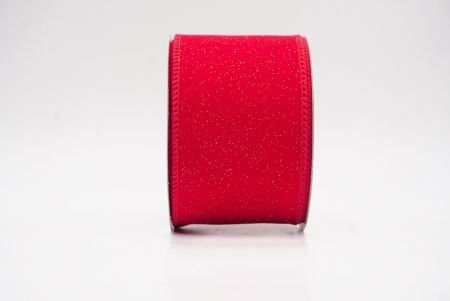 Red - Gold Sparkling Solid Color Glitter Wired Ribbon_KF9785GC-7G-7