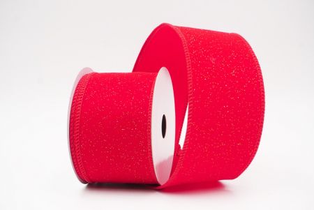 Red - Gold Sparkling Solid Color Glitter Wired Ribbon_KF9785GC-7G-7