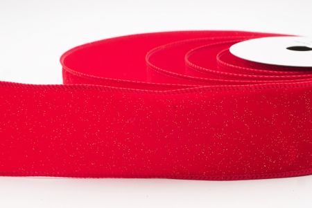 Red - Gold Sparkling Solid Color Glitter Wired Ribbon_KF9785GC-7G-7