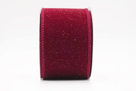 Burgundy Sparkling Solid Color Glitter Wired Ribbon_KF9785GC-8-8