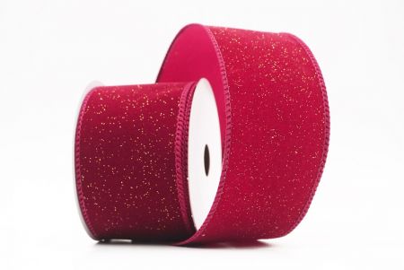 Burgundy Sparkling Solid Color Glitter Wired Ribbon_KF9785GC-8-8