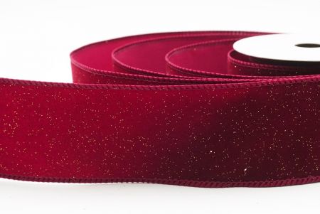 Burgundy Sparkling Solid Color Glitter Wired Ribbon_KF9785GC-8-8