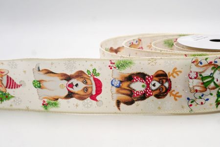 Creme_Weihnachts Woof Welpe Drahtband_KF9789GC-2-2