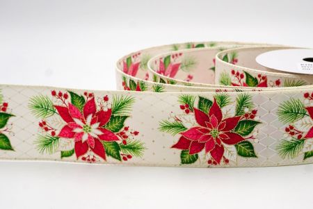 Creme_Blumende Weihnachtsstern Drahtband_KF9791GC-2-2