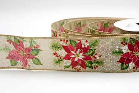 Khaki_Blumende Weihnachtsstern Drahtband_KF9792GC-13-183