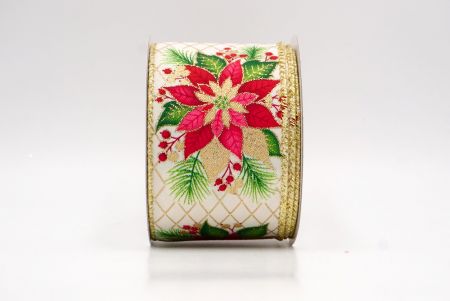 Creme_Blumende Weihnachtsstern Drahtband_KF9793G-2