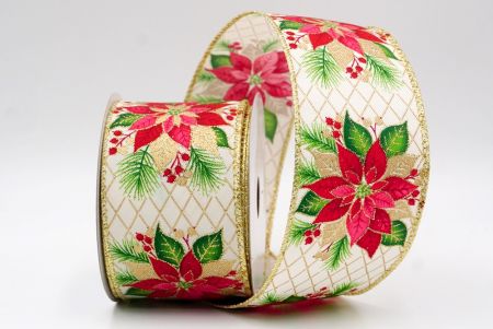 Creme_Blumende Weihnachtsstern Drahtband_KF9793G-2