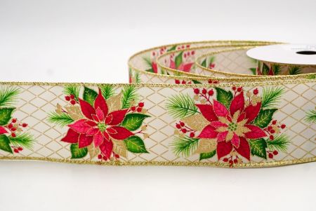 Creme_Blumende Weihnachtsstern Drahtband_KF9793G-2