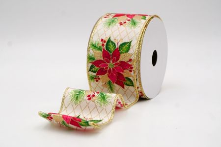 Creme_Blumende Weihnachtsstern Drahtband_KF9793G-2