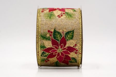 Khaki_Blumende Weihnachtsstern Drahtband_KF9794G-13