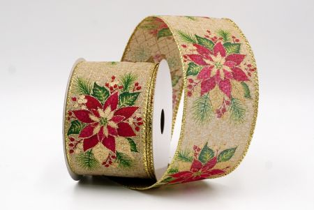 Khaki_Blumende Weihnachtsstern Drahtband_KF9794G-13