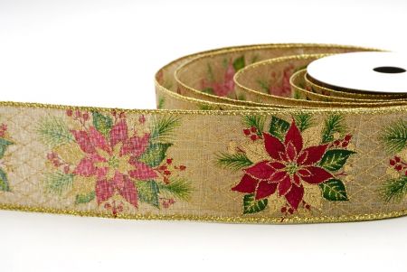 Khaki_Blumende Weihnachtsstern Drahtband_KF9794G-13