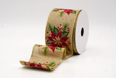 Khaki_Blumende Weihnachtsstern Drahtband_KF9794G-13