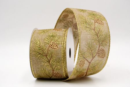 Naturalna_Wstążka druciana Pinecone & Berry Evergreen_KF9798G-14