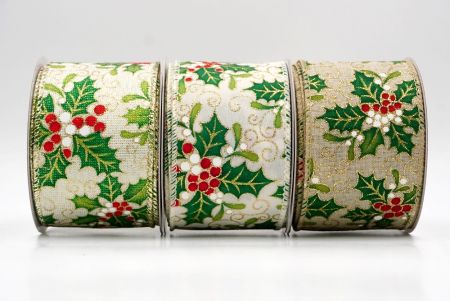 Wstążka z Motywem Ostrokrzewu i Jagód_KF9799.KF9800.KF9801