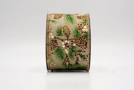 Khaki_Wstążka druciana Pinecone & Berry Evergreen_KF9802GC-13-183
