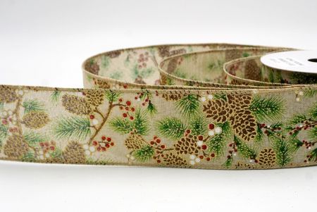 Khaki_Wstążka druciana Pinecone & Berry Evergreen_KF9802GC-13-183