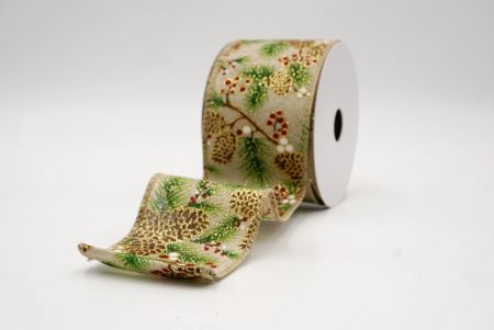 Khaki_Wstążka druciana Pinecone & Berry Evergreen_KF9802GC-13-183