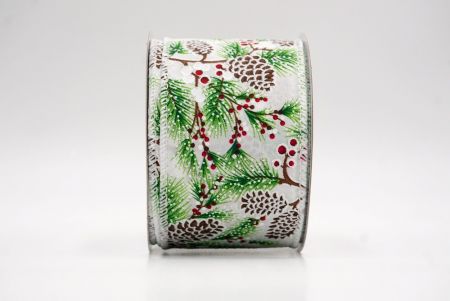 Biała_Wstążka druciana Pinecone & Berry Evergreen_KF9803GC-1-1