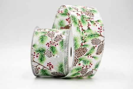 Biała_Wstążka druciana Pinecone & Berry Evergreen_KF9803GC-1-1