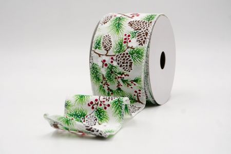 Biała_Wstążka druciana Pinecone & Berry Evergreen_KF9803GC-1-1